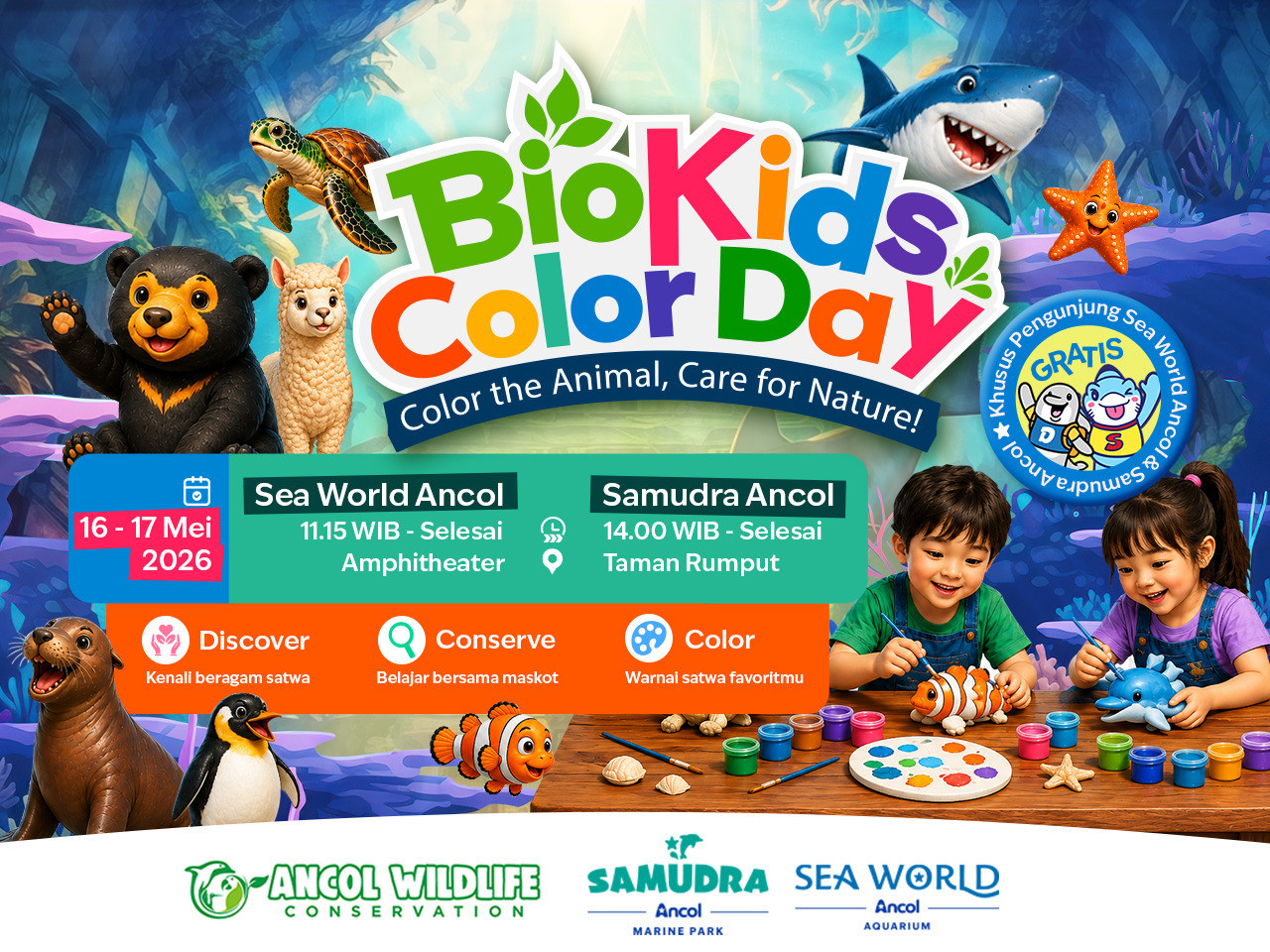 BioKids Color Day di Ancol, Cara Menyenangkan Anak Belajar Mengenal dan Mencintai Satwa