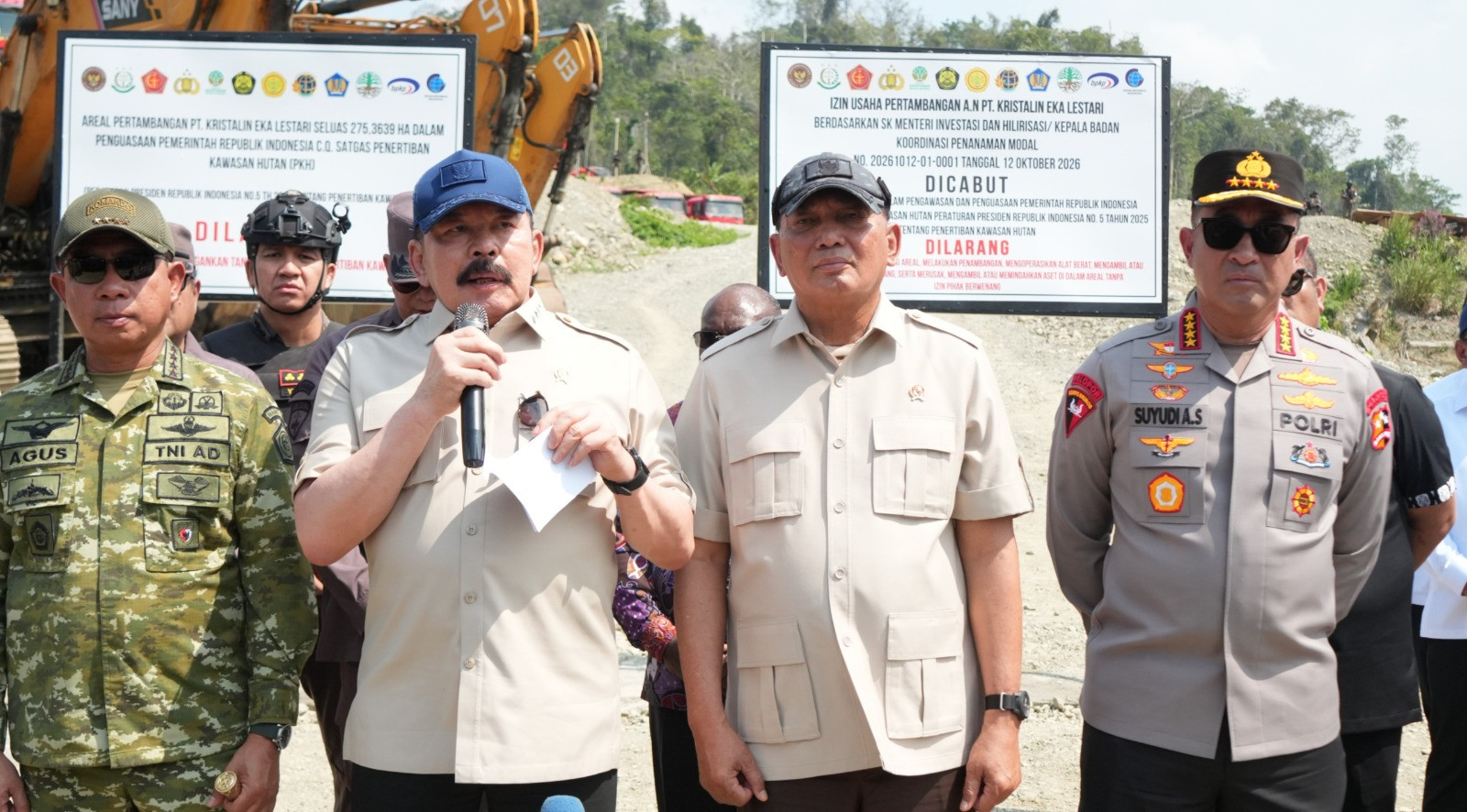 Menhan Tegaskan Sinergi 12 Kementerian/Lembaga, Satgas PKH Tertibkan Tambang PT Kristalin Ekalestari di Nabire