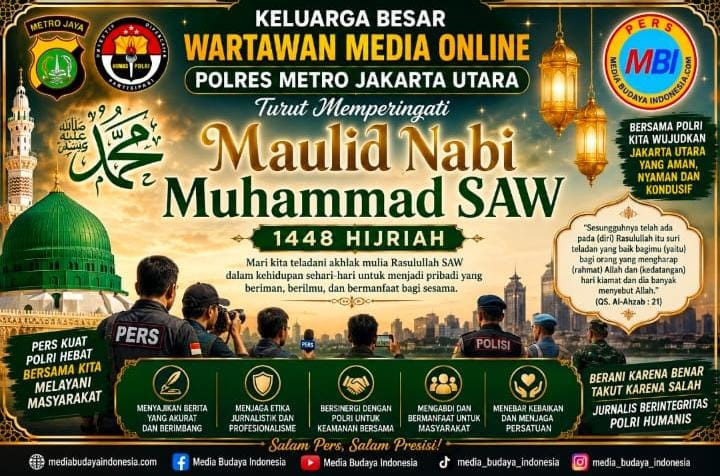 Keluarga Besar Wartawan Media Online Polres Metro Jakarta Utara Turut Peringati Maulid Nabi Muhammad SAW 1448 Hijriah